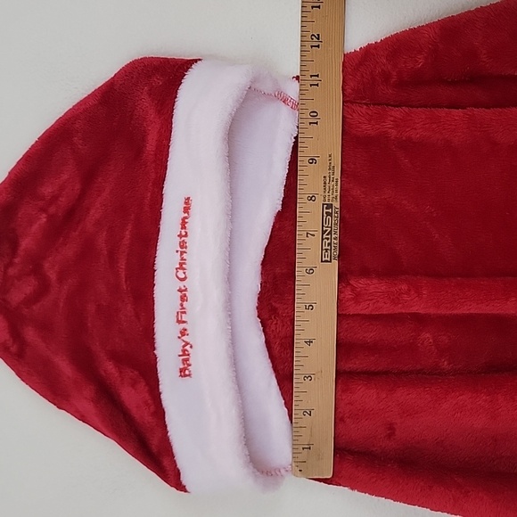 Red Santa Hooded Red Soft Fleece Baby's First Christmas Wrap Blanket - Picture 5 of 11